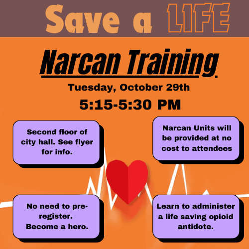 Narcan Units will be provided at no cost. No need to pre-register. Learn to become a hero.